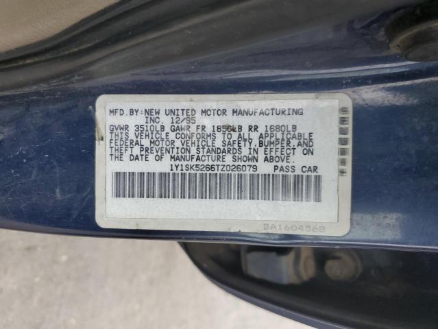 1Y1SK5266TZ026079 - 1996 GEO PRIZM BASE ლურჯი ფოტო 12