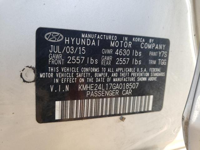 KMHE24L17GA018507 - 2016 HYUNDAI SONATA HYBRID SILVER photo 12