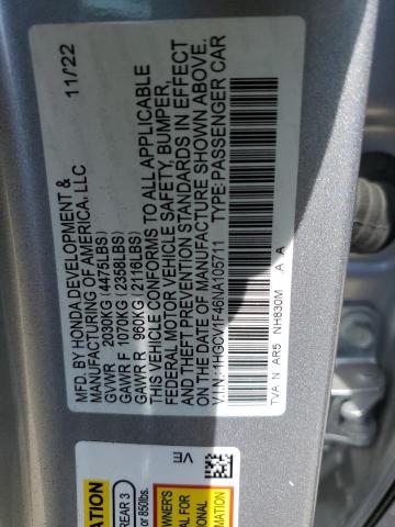 1HGCV1F46NA105711 - 2022 HONDA ACCORD SPORT SE GRAY photo 12