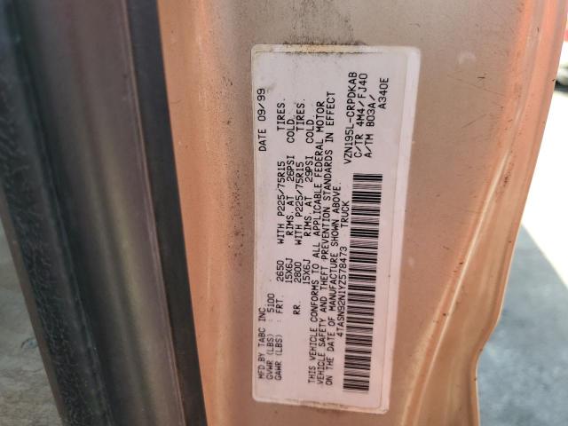 4TASN92N1YZ578473 - 2000 TOYOTA TACOMA XTRACAB PRERUNNER ბეჟი ფოტო 12