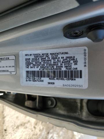 4T1BF30K43U549056 - 2003 TOYOTA CAMRY LE SILVER photo 12