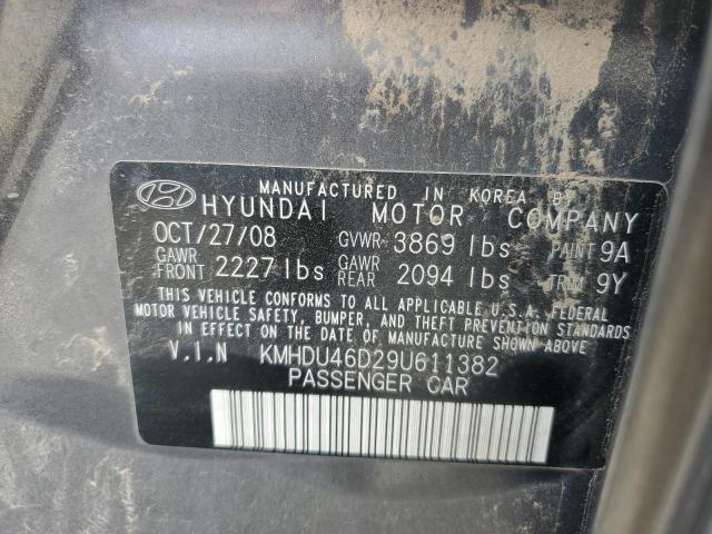 KMHDU46D29U611382 - 2009 HYUNDAI ELANTRA GLS CHARCOAL photo 12