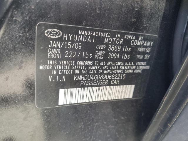 KMHDU46D89U682215 - 2009 HYUNDAI ELANTRA GLS BLACK photo 12