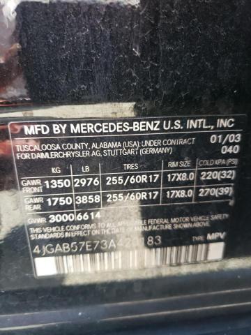 4JGAB57E73A420183 - 2003 MERCEDES-BENZ ML 350 BLACK photo 12