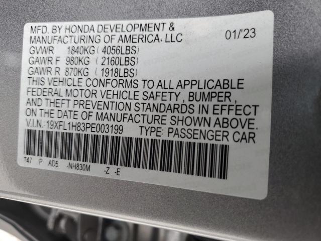 19XFL1H83PE003199 - 2023 HONDA CIVIC SPORT TOURING SILVER photo 12