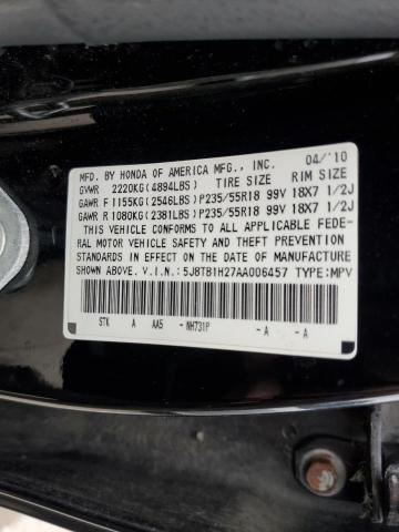 5J8TB1H27AA006457 - 2010 ACURA RDX BLACK photo 12