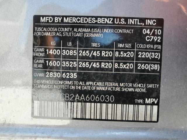 4JGBB7CB2AA606030 - 2010 MERCEDES-BENZ ML 550 4MATIC SILVER photo 13