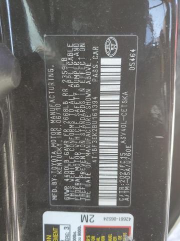 4T1BF3EK2BU161394 - 2011 TOYOTA CAMRY BASE BLACK photo 12