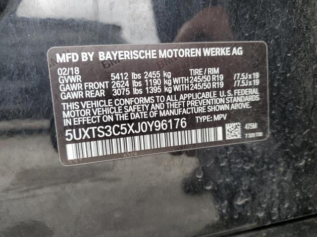 5UXTS3C5XJ0Y96176 - 2018 BMW X3 XDRIVEM40I Siyah fotoğraf 12