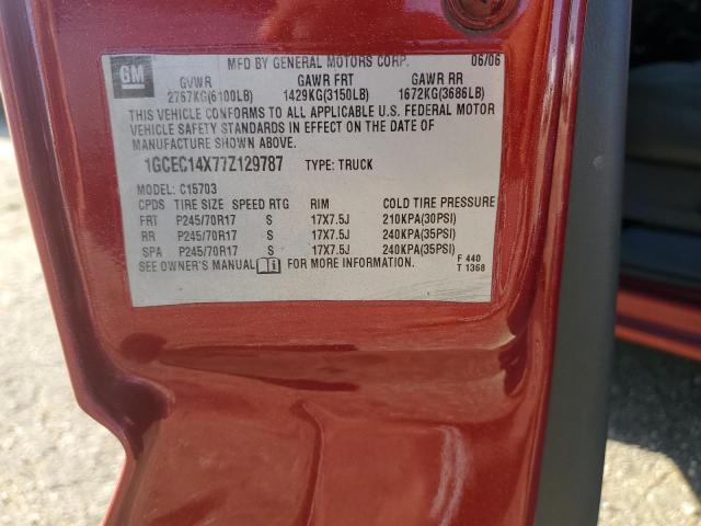 1GCEC14X77Z129787 - 2007 CHEVROLET SILVERADO C1500 CLASSIC RED photo 12