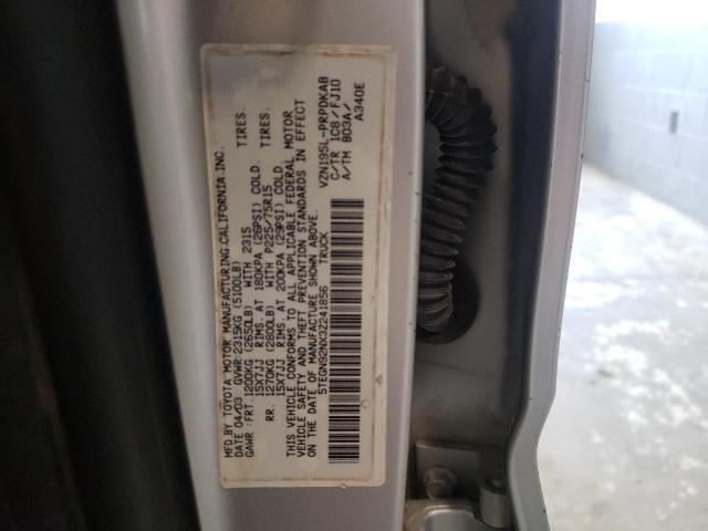 5TEGN92NX3Z241856 - 2003 TOYOTA TACOMA DOUBLE CAB PRERUNNER SILVER photo 12