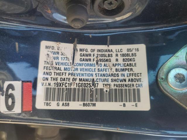 19XFC1F71GE025387 - 2016 HONDA CIVIC EXL 石墨色 照片 12