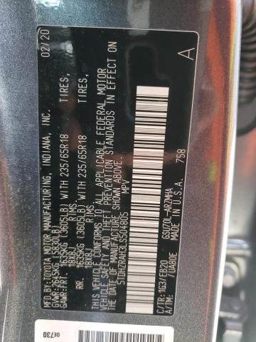 5TDHZRAH3LS504805 - 2020 TOYOTA HIGHLANDER XLE GRAY photo 13