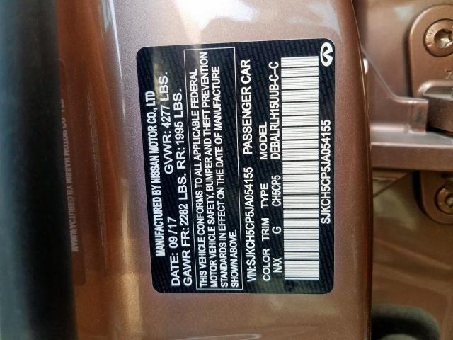 SJKCH5CP5JA054155 - 2018 INFINITI QX30 BASE  photo 10