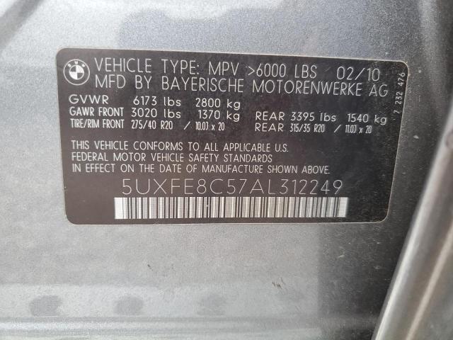 5UXFE8C57AL312249 - 2010 BMW X5 XDRIVE48I Gris foto 12
