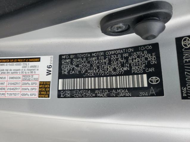 JTKDE177270186977 - 2007 TOYOTA SCION TC 银色 照片 12