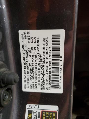 2HKRM4H56FH672790 - 2015 HONDA CR-V EX GRAY photo 13