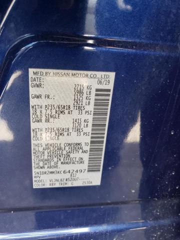 5N1DR2MM3KC642497 - 2019 NISSAN PATHFINDER S BLUE photo 12