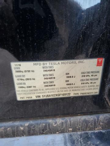 5YJSA1E2XGF169122 - 2016 TESLA MODEL S BLACK photo 12
