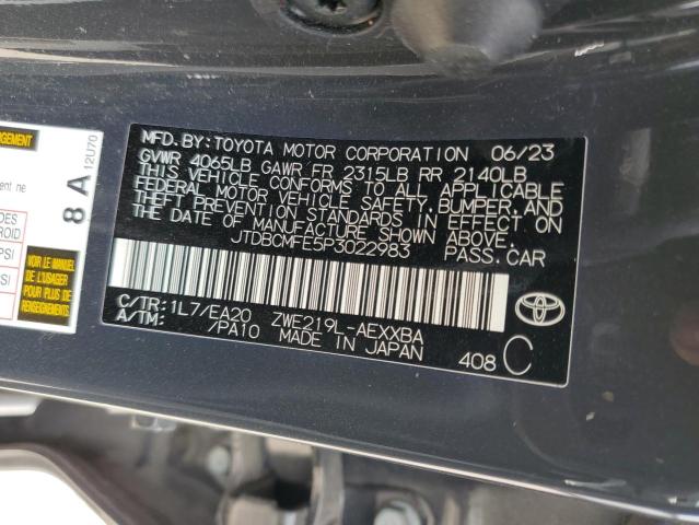 JTDBCMFE5P3022983 - 2023 TOYOTA COROLLA LE Czarny zdjęcie 13