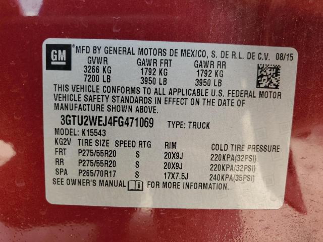 3GTU2WEJ4FG471069 - 2015 GMC SIERRA K1500 DENALI BURGUNDY photo 13