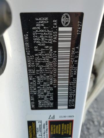 4T1BF1FK6FU058374 - 2015 TOYOTA CAMRY LE WHITE photo 12