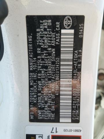 4T1BK1EB6EU134252 - 2014 TOYOTA AVALON BASE 白色 照片 12
