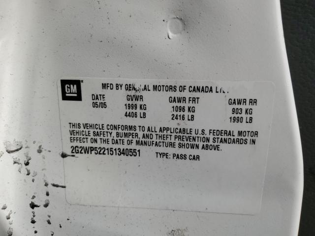 2G2WP522151340551 - 2005 PONTIAC GRAND PRIX 白色 照片 12