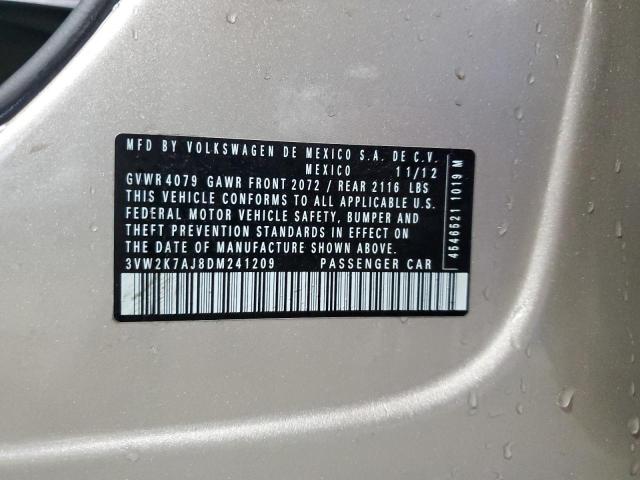 3VW2K7AJ8DM241209 - 2013 VOLKSWAGEN JETTA BASE BEIGE photo 12