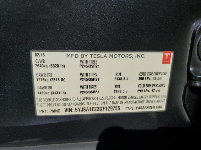 5YJSA1E23GF129755 - 2016 TESLA MODEL S Grafit foto 12