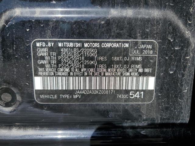 JA4AD2A32KZ008171 - 2019 MITSUBISHI OUTLANDER ES BLACK photo 13