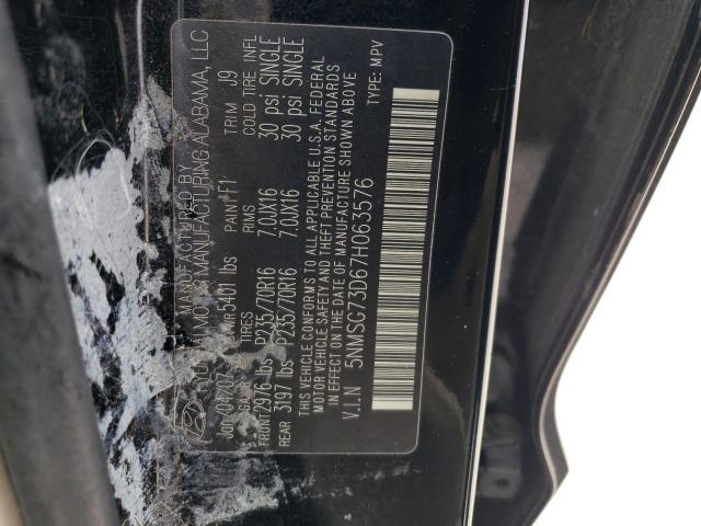 5NMSG73D67H063576 - 2007 HYUNDAI SANTA FE GLS BLACK photo 13