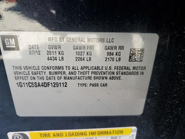 1G11C5SA4DF129112 - 2013 CHEVROLET MALIBU 1LT შავი ფოტო 12