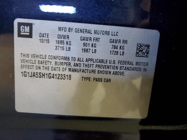 1G1JA5SH1G4123318 - 2016 CHEVROLET SONIC LS BLUE photo 12