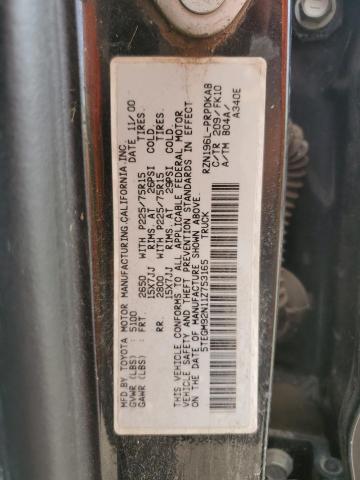 5TEGM92N11Z753165 - 2001 TOYOTA TACOMA DOUBLE CAB PRERUNNER CHARCOAL photo 12