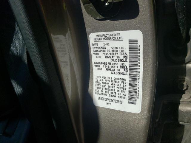 JN8DR09Y02W732326 - 2002 NISSAN PATHFINDER LE 棕色 照片 12