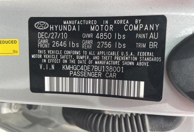 KMHGC4DE7BU138001 - 2011 HYUNDAI GENESIS 3.8L SILVER photo 10