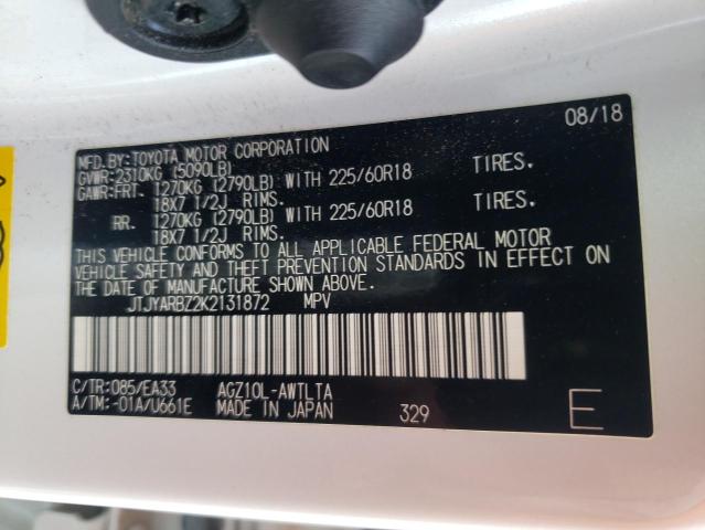 JTJYARBZ2K2131872 - 2019 LEXUS NX 300 BASE თეთრი ფოტო 13