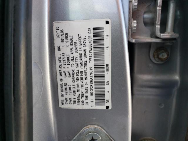 1HGCP2F39AA176015 - 2010 HONDA ACCORD LX SILVER photo 12