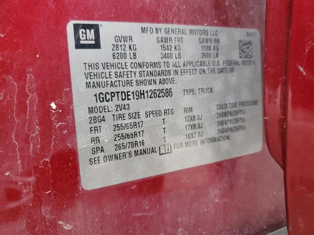 1GCPTDE19H1262586 - 2017 CHEVROLET COLORADO Z71 RED photo 13