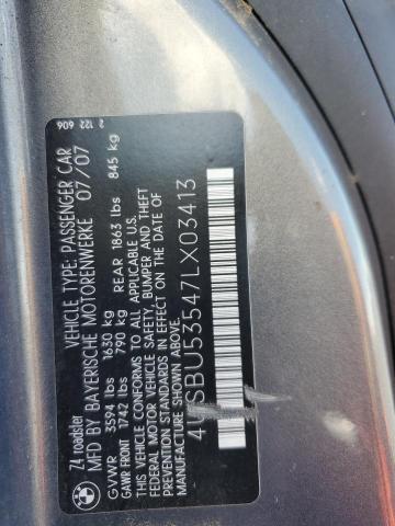 4USBU53547LX03413 - 2007 BMW Z4 3.0SI GRAY photo 12