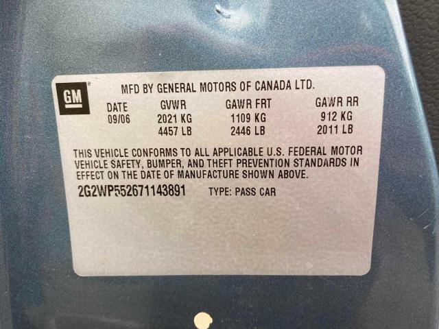 2G2WP552671143891 - 2007 PONTIAC GRAND PRIX 蓝色 照片 10