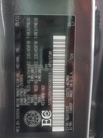 5TDGZRBH5NS580121 - 2022 TOYOTA HIGHLANDER XLE ნაცრისფერი ფოტო 12