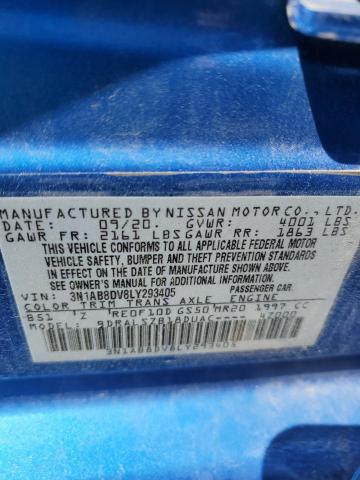 3N1AB8DV8LY293405 - 2020 NISSAN SENTRA SR BLUE photo 12