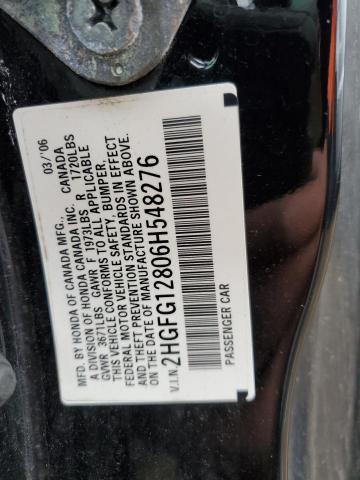 2HGFG12806H548276 - 2006 HONDA CIVIC EX BLACK photo 12