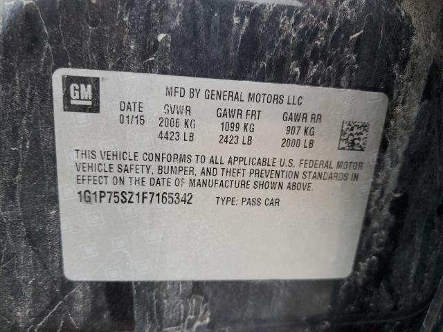 1G1P75SZ1F7165342 - 2015 CHEVROLET CRUZE BLACK photo 12