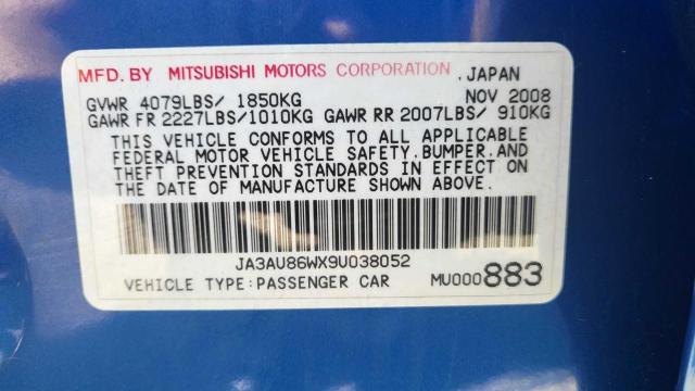 JA3AU86WX9U038052 - 2009 MITSUBISHI LANCER GTS BLUE photo 10