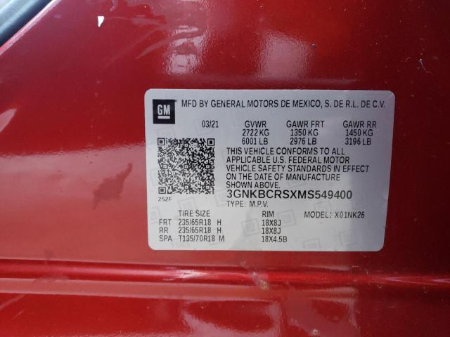 3GNKBCRSXMS549400 - 2021 CHEVROLET BLAZER 2LT RED photo 13