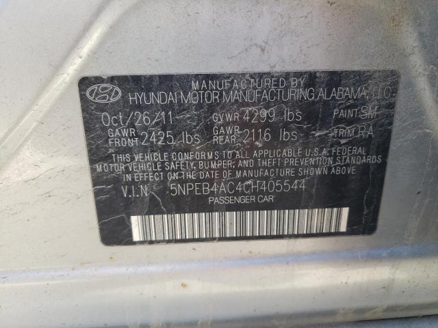 5NPEB4AC4CH405544 - 2012 HYUNDAI SONATA GLS SILVER photo 12