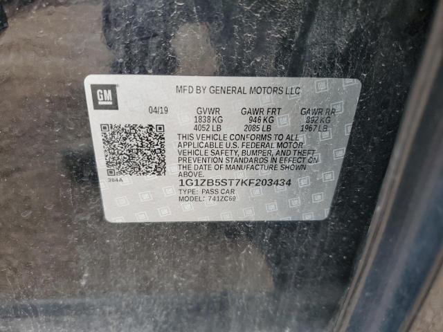 1G1ZB5ST7KF203434 - 2019 CHEVROLET MALIBU LS Чорний фото 12